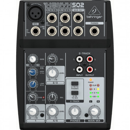 Behringer XENYX 502 premium 5 input 2 Bus mixer with XENYX mic preamp and British EQ